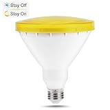 PAR38 Sensor Yellow Light Bulb, JandCase Dusk-to-Dawn LED Flood Light, 9W Recessed Lighting, 500lm, Indoor/Outdoor Bug Light for Ceiling Can, Porch, Garage, Yard, E26 Medium Base, Not Dimmable