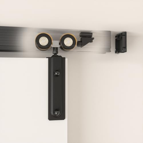 TOPCCJHHD 6.6FT/80'' Box Rail Sliding Barn Door Hardware Kit Ceiling Mount for Exterior Interior Single Door Heavy Duty Black No Door by TOPCCJHHD - Image 3