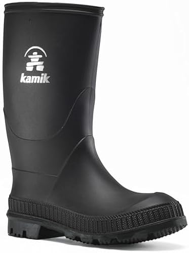 Kamik Kids Stomp Waterproof Rain Boots,Black,5