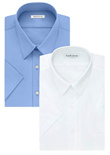 Image of Van Heusen Men's BIG FIT Short Sleeve Dress Shirts Poplin Solid (Big and Tall)
