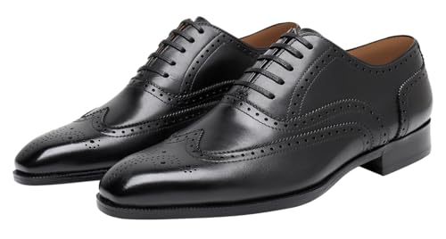 Mens Oxfords Formal Dress Shoes Genunie Leather Wingtips Brogues Suit Shoes Modern Fashion Prom Wedding Business Casual Derby Tuxedo Shoes for Men