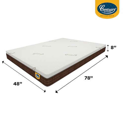 Image of Centuary Mattresses 100% Natura Latex 8-Inch Double Size,10 Years Warranty,Medium Firm with Copper Gel Foam & Rubberised Coir Mattress (78x48x8)
