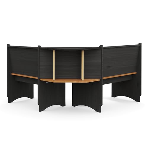 Breakfast Nook Corner Dining Table Kitchen Bench Chair Set, Space-Saving 3-5 People Seat Reversible L-Shape for Family Home Black Wood