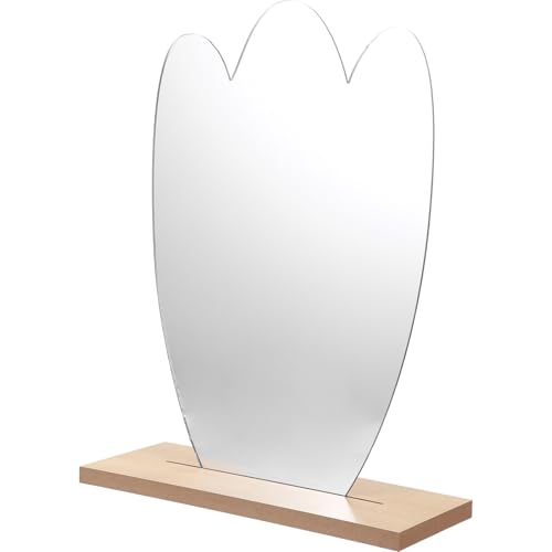Espejo de maquillaje de mesa irregular DOITOOL con base de madera miniatura 1