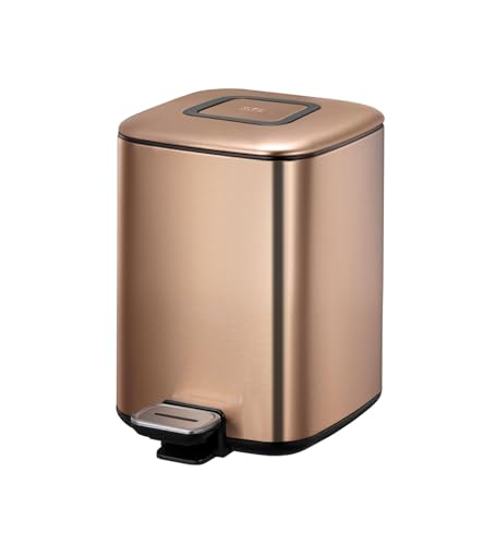 Image of Obsessions Fingerprint Resistant Step Dustbin with Liner, 6 Litres, Bronze Copper