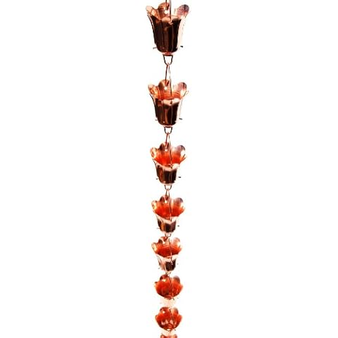 Stanwood Rain Chain Tulip Flower Blossom Extension Copper Rain Chain, 4-Feet Cover