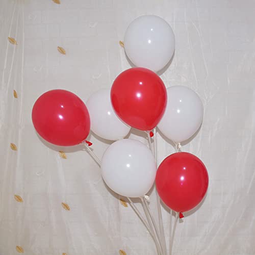 Image of 200 Pcs Red and White 5 Inch Balloons Matte Thicken Latex Small Balloon for Wedding Birthday Graduation Baby Shower Christmas Valentine's Day Party Decorations