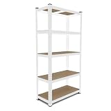 SCAFFALE IN METALLO COLORE BIANCO CON 5 RIPIANI IN MDF 180X40X90 PER UFFICIO/GARAGE MARCA CILVANI