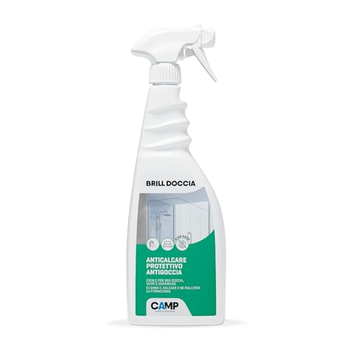 CAMP Brill Doccia- Anticalcare Protettivo Antigoccia, Detergente Vetri, Ceramiche e Box Doccia ad Azione Brillantante, Rimuove e Previene la Formazione di Calcare, Prodotti Pulizia Casa e Bagno, 750ml