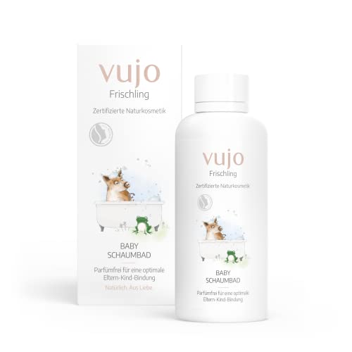 vujo Frischling Baby & Kinder Schaumbad - alkoholfrei, parfümfrei & vegan - zertifizierte Naturkosmetik - bei Neurodermitis geeignet Cover