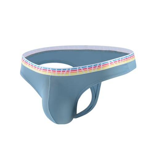 Men's T-Back Sexy Quick-dry Breathable Rainbow Ice-silk Thongs 3-Pack3