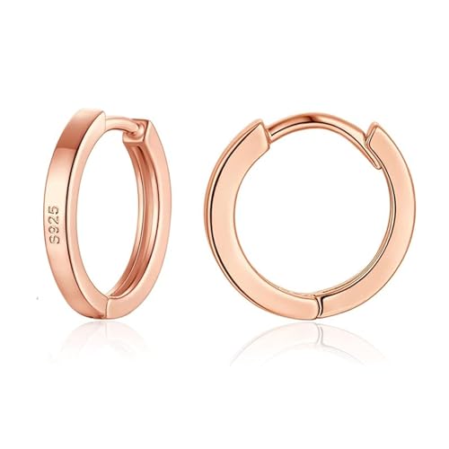 Image of wynn's Silver Hoops Earrings for Women, 925 Sterling Silver Hoop Earrings Set, Unisex Small Sleeper Hoop Earrings, Rose Gold Hooped Huggie Cartilage Earrings for Women Men Girls (8mm)