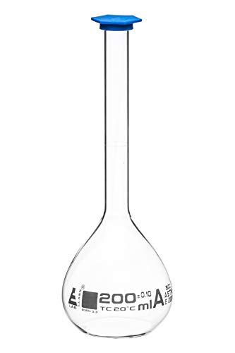 Fiole jaugée 200ml haute précision ASTM classe A en verre d'Eisco Labs