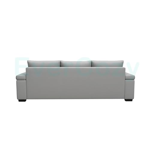 Image of Italino 3 Seater Luxurious Fabric Sofa Set (Light Grey) | 3 Person Wooden Sofa Couch for Living Room Bedroom Home Hall Furniture