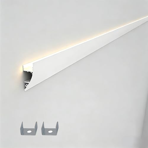 LZMZMQ Goulotte De Lumière De Garniture De Moulure De Plafond Découpable, Canal De Diffuseur LED À Montage En Surface Pour La Décoration Intérieure(White,9.8ft(3.0m))