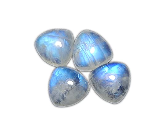 10Mm Trillion Shape Blue Fire Aaa Quality Natural Rainbow Moonstone Calibrated Cabochon Loose Gemstone 4 Pcs Box. #TOP25
