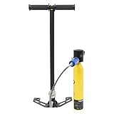 Mini Tauchflasche 0,5L Tragbar Tauchflaschen mit Manometer＆Dichtungsringe Taucherflasche mit Max Arbeitsdruck 200 bar Taucher Set Tauchausrüstung für Seichten Gewässern (mit Luftpumpe) (Gelb)