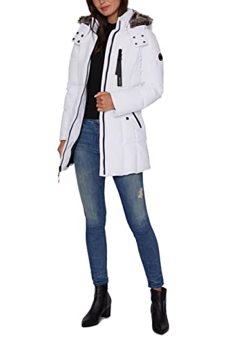 Nautica Women's Heavyweight Puffer Jacket With Faux Fur Lined Hood, Winter White, X-Large #TOP4