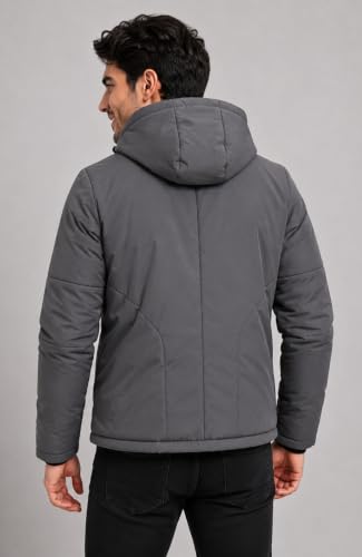 Image of SANE Men's Hooded Puffer Jacket, Quilted Winter Coat, Warm and Lightweight, Detatchable Cap