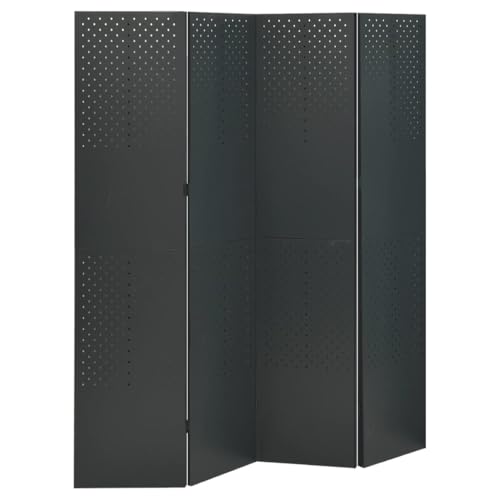 Genérico Biombo Divisor de 4 Paneles Acero Gris Antracita 160x180 cm,Mobiliario,Divisores de ambientes-335900