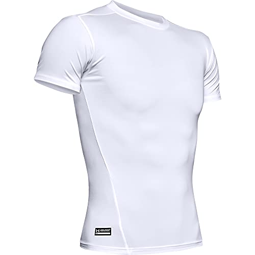 Under Armour Men's Standard HeatGear Tactical Compression Short-Sleeve T-Shirt, White (100)/Clear, X-Small