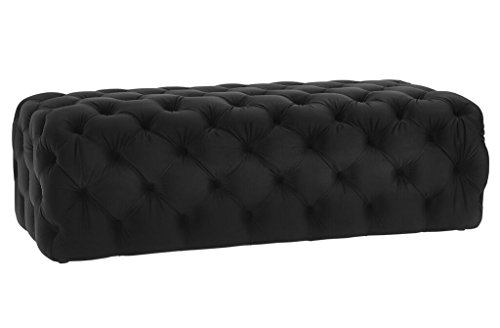Tov Furniture The Kaylee Collection Modern Style Living Room Jumbo Velvet Upholstered Button Tufted Ottoman, Black #TOP3