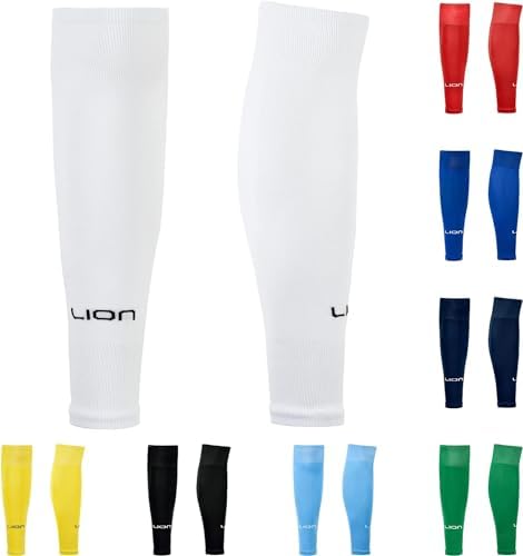 LION SPORTSWEAR Kids/Youth Football Sock Sleeves To Accompany Grip Socks - Fits Over Calf/Shin Pads - Variety Of Colors To Match Your Team Kit