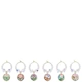 Breloques pour verre à vin à motif floral (6 style):Ces breloques pour verre à vin sont disponibles en deux modèles de pendentifs floraux., L'artisanat de l'émail exquis est charmant et à la mode, avec décoration en perles de verre, à la mode et exquis, avec un joli coffret cadeau pour l'emballage, Que ce soit un cadeau ou en comptant leur propre utilisation, c'est un bon choix.