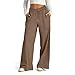 Midelxp Women's Brown Baggy Wide Leg High Waisted Jogger Pants with Pockets, Lightweight, Loose Fit, Drawstring, Solid, Multi-Sport, Athletic, All Seasons, Machine Washable, Size M