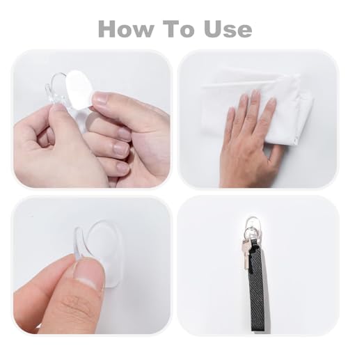Selbstklebende Kunststoff-Wandhaken, klein, extra klebrig, transparent, zum Aufhängen ohne Bohren, für Küche, Badezimmer, 10 Stück