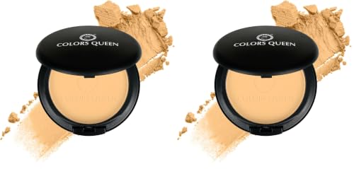 Image of Colors Queen Luminous Silk Compact Powder with Argan Oil - 10g | Oil Control, Matte Pressed Powder with Lightweight Formula | Long Lasting Compact Powder for Face Makeup (Sand Tan) (Pack of 2)