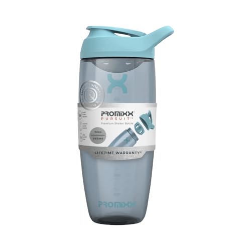 Image of Promixx Pursuit Protein Shaker Bottle (32 oz) - Silent No-Ball Mixer, Leak-Proof Lid, BPA /BPS & Phthalate-Free ECOZEN - Easy-Clean Shaker Cup for Protein Shakes, Pre & Post-Workout Smoothies