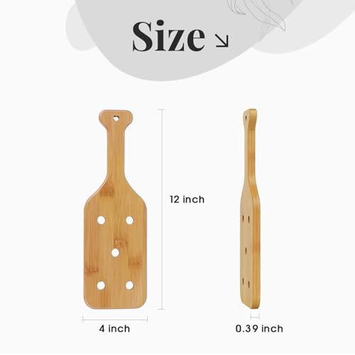 Paleta de bambú de 12 pulgadas con agujeros pala de madera maciza lisa 5