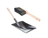 Aqbau Kehrblech & Handfeger Set mit Holzstiel – Besen und Kehrschaufel aus Metall, pulverbeschichtete Kehrschaufel mit Holzgriff, Kehrblechgarnitur robust, Made in EU (Schwarz)