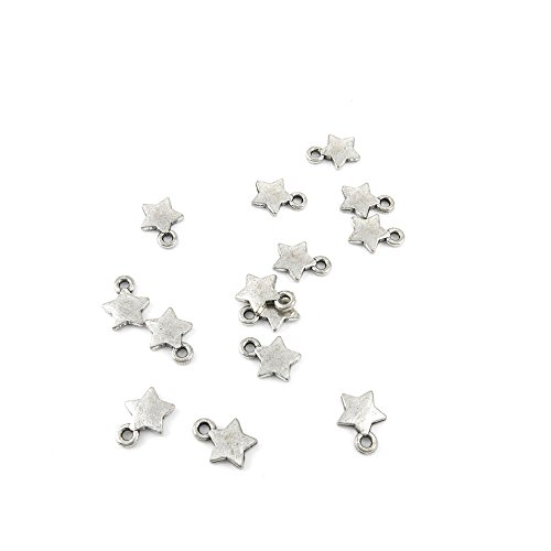 20 Pieces Jewelry Making Charms DDRR06 Star Pendant Ancient Silver Findings Craft Supplies Bulk Lots