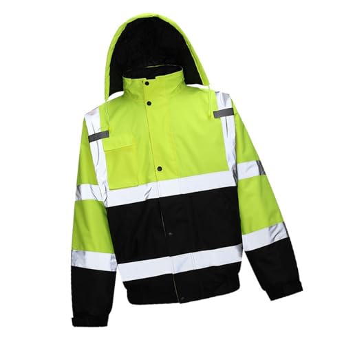 Greabuy Chaquetas impermeables de poliéster con tiras reflectantes de alta visibilidad para condiciones de poca luz, chaquetas impermeables para hombre