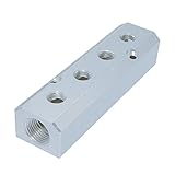 Beduan Aluminum 4-Way 6-Port 1/2'NPT Input 1/4'NPT Output Air Hose Manifold Block Splitter