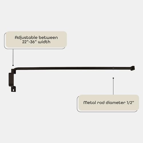 Image of Innovative Brent Swing Arm Window Curtain Rod, Bronze - 1 /2 inch Rod Diameter Fits Windows Size 20 inch - 36 inch - Stainless Steel Heavy Duty Drapery Rods for Bedroom, Living Room, Kitchen & Bathroom