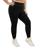 TIYOMI Plus Size Leggings for Women 6X Black High Waist Pants Full Length Butt Fit Pants Casual Solid Color Ankle Leggings Outdoor Fall Winter Pants