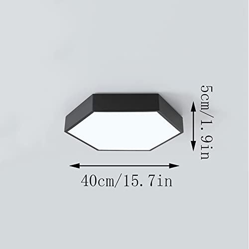 Lustre LED mince plafonnier hexagonal gris 50cm chambre 6000K - 5