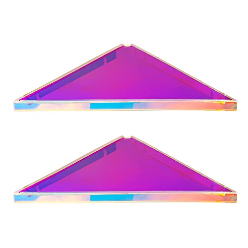 Evron Acrylic Corner Mounting Shelf,Corner Shelves Waterproof For Bathroom Storage,Easy To Install Wall Corner Shelf,Set Of 2 (Iridescent) #TOP5