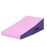 Gymnastics Mats,34'x24' Exercise Mat Folding Incline Mat Waterproof Tumbling Mats Cheese Wedge Indoor/Outdoor Yoga Equipment with Handle for Home Gym Exercise (Pink)