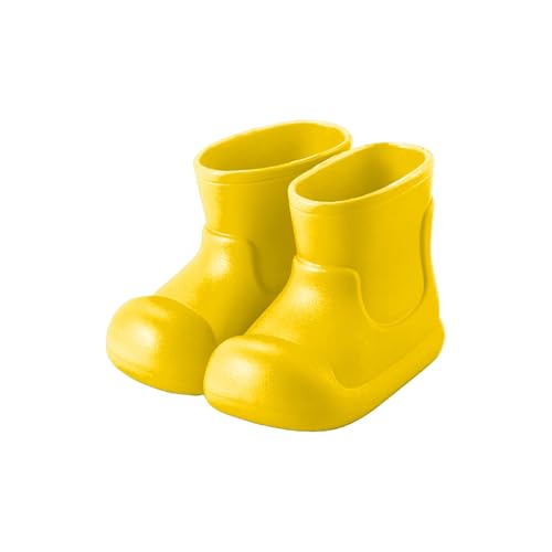 Botas de agua para niños, suaves, planas, impermeables, para niños y niñas, hasta el tobillo, ligeras, para la escuela, para el agua, para senderismo, al aire libre, Amarillo, 30 EU