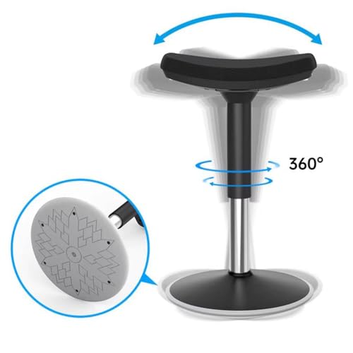 Image of Wobble Stool Standing Desk Stool Adjustable Height Office Chair Adult Wobble Stool Swivels Working Seat For Classroom Bedroom(Black)