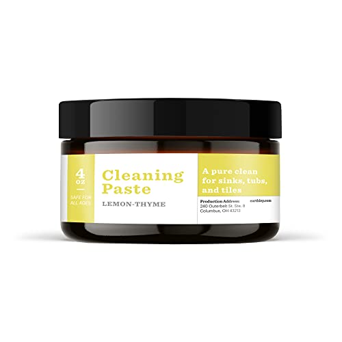 Earthley Wellness, Cleaning Paste, Eco-Friendly, Pure, Certified Organic Cleaning Agent, Septic Safe, Plant Based Cleaner, Sulfates and Phosphates Free, Tub and Sink Cleaning (4 oz, Lemon-Thyme)