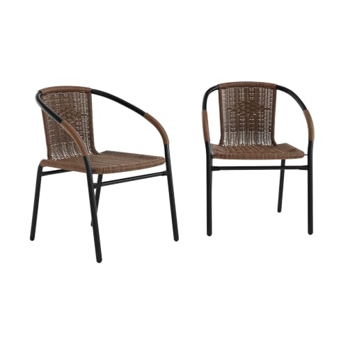 Flash Furniture Lila Rattan Indoor/Outdoor Stackable Chairs