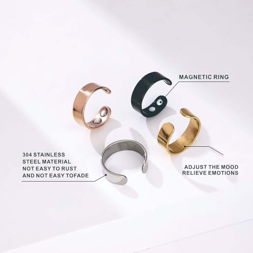 Magnetic Ring for Women, 2025 New Magnetic Therapy Rings, Adjustable Stainless Steel Ring with Powerful Magnets, for Anxiety Reduction, Better Sleep, Improves Overall Wellness (Rose Gold+Silver) - Image 6