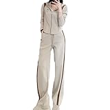 [YJSO] スポーツウェア 大きいサイズ カーキ レディース 2点セット 上下セット 長袖 パーカー プルオーバー ロングパンツ トップス 無地 ゆったり 春秋 体型カバー カジュアル 部屋着 ルームウエア 通勤 スポーツ 旅行 運動 XL