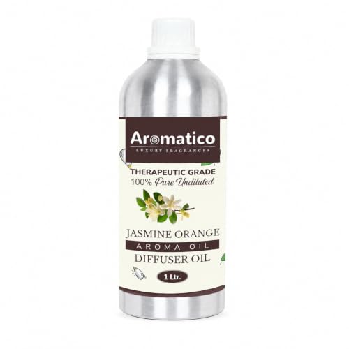 Image of AROMATICO Jasmine Orange Diffuser Oil with Strong, Long-Lasting Aroma. Premium Aroma Oil for Homes, Offices & Showrooms. Aromatherapy, Diffusers, Air Purifiers, Vaporizers - 1 L (1000 ml)