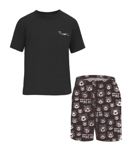 Image of Mens Pajamas Set Lightweight Summer Pjs Sleepwear Soft Comfy Short Sleeve Loungewear With Pocket (S-4X)